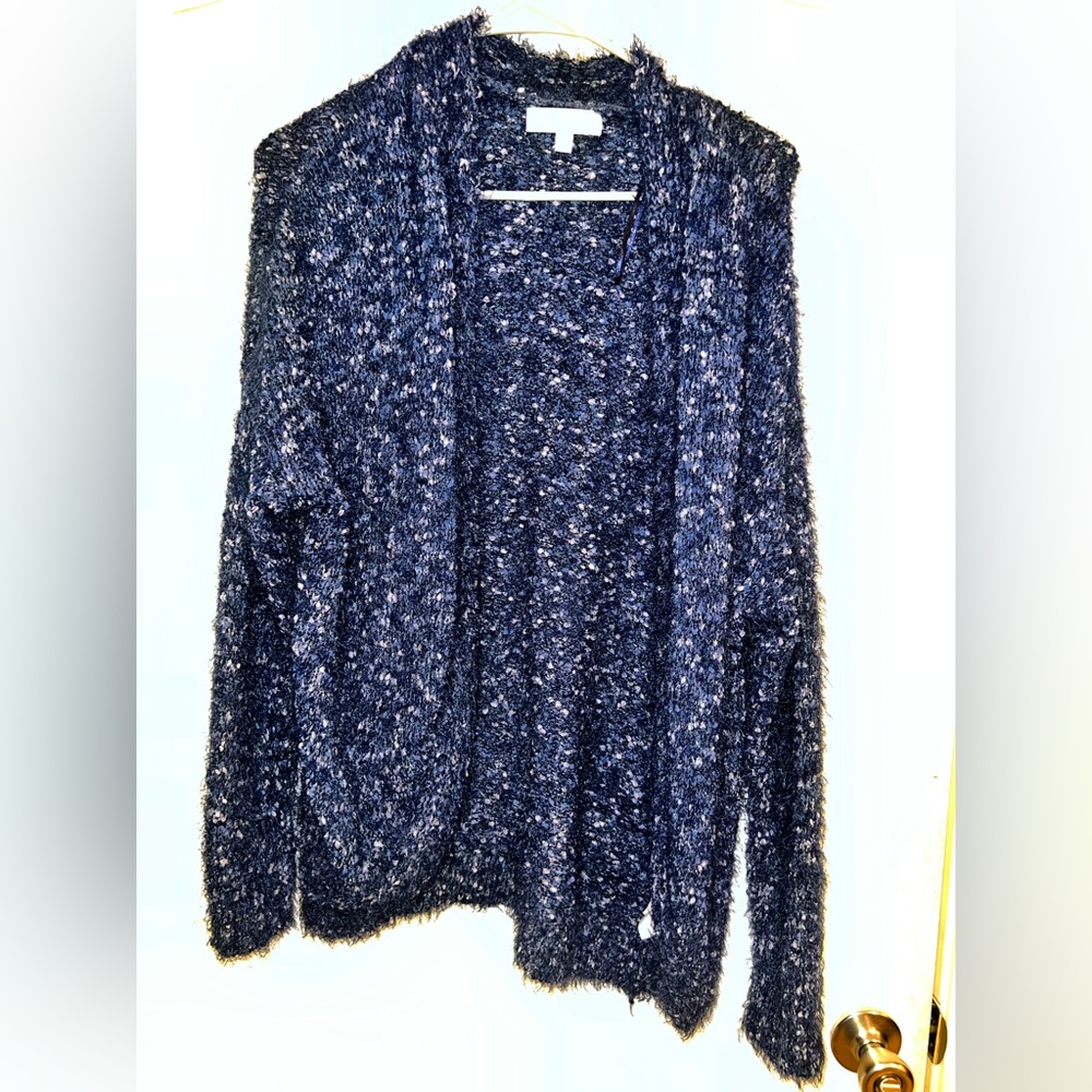 New Direction Blue Cardigan Super Soft Fuzzy sz L